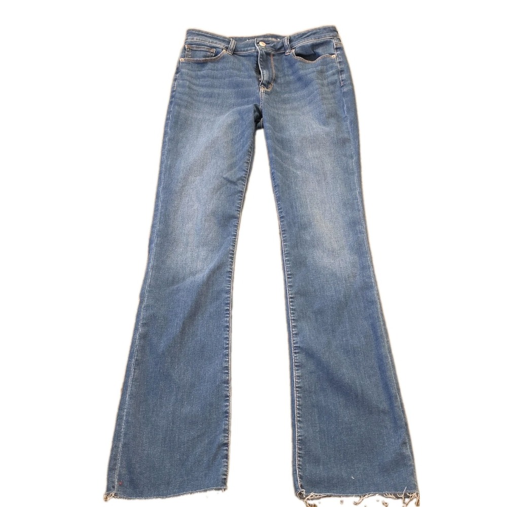 American Eagle High Rise Skinny Kick Boot Stretch Blue Jeans Women 8 XLong Raw H